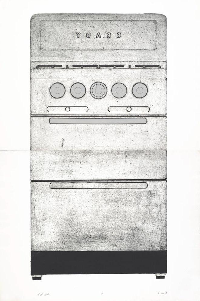 black and white print front view of and oven